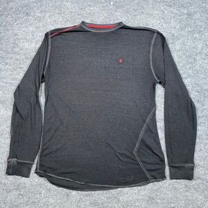 Volcom Mens Thermal Shirt XL Black Waffle Knit Long Sleeve Asymmetrical Hem